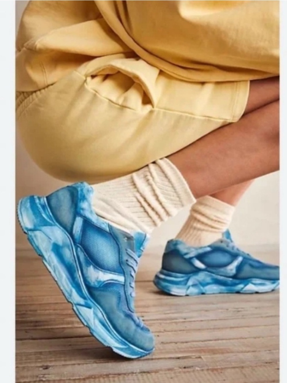Free People turquoise Blue Mixed-Media Athletic Sneakers